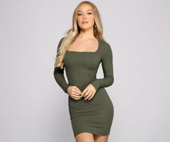 Keeping Knit Trendy Ribbed Mini Dress - Lady Occasions