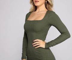 Keeping Knit Trendy Ribbed Mini Dress - Lady Occasions