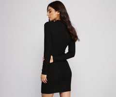 Basic Babe Ribbed Knit Mini Dress - Lady Occasions