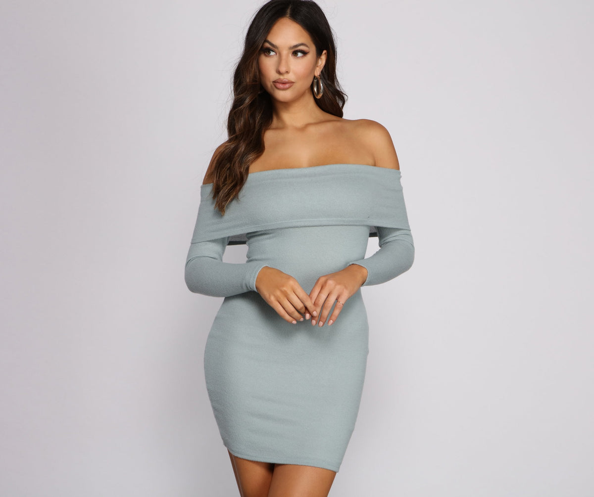 Keep It Chill Off The Shoulder Mini Dress - Lady Occasions