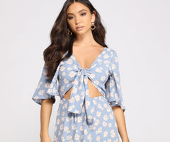 Flowy Floral Woven Midi Dress - Lady Occasions