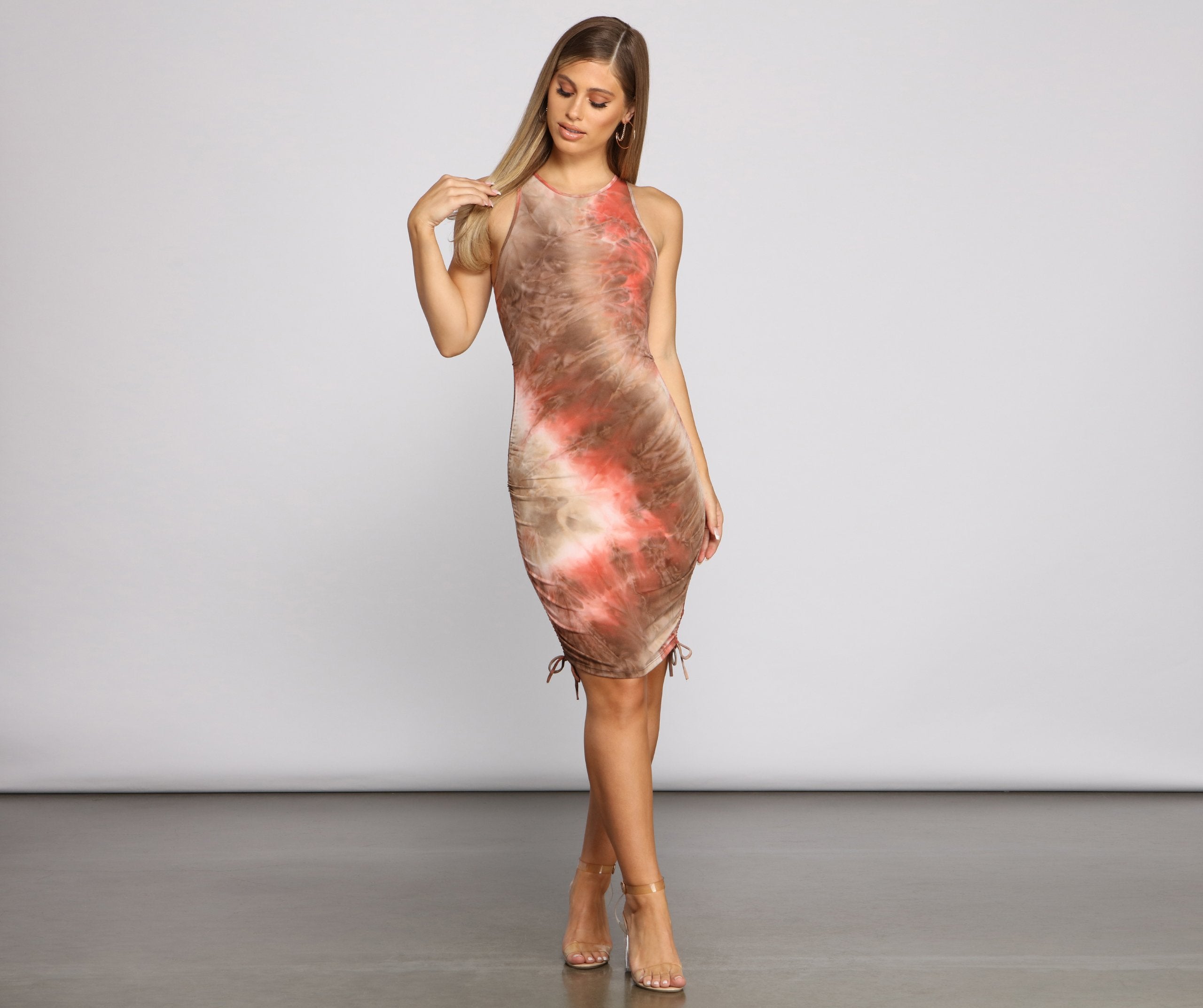 Drawn To Tie Dye Ruched Mini Dress - Lady Occasions