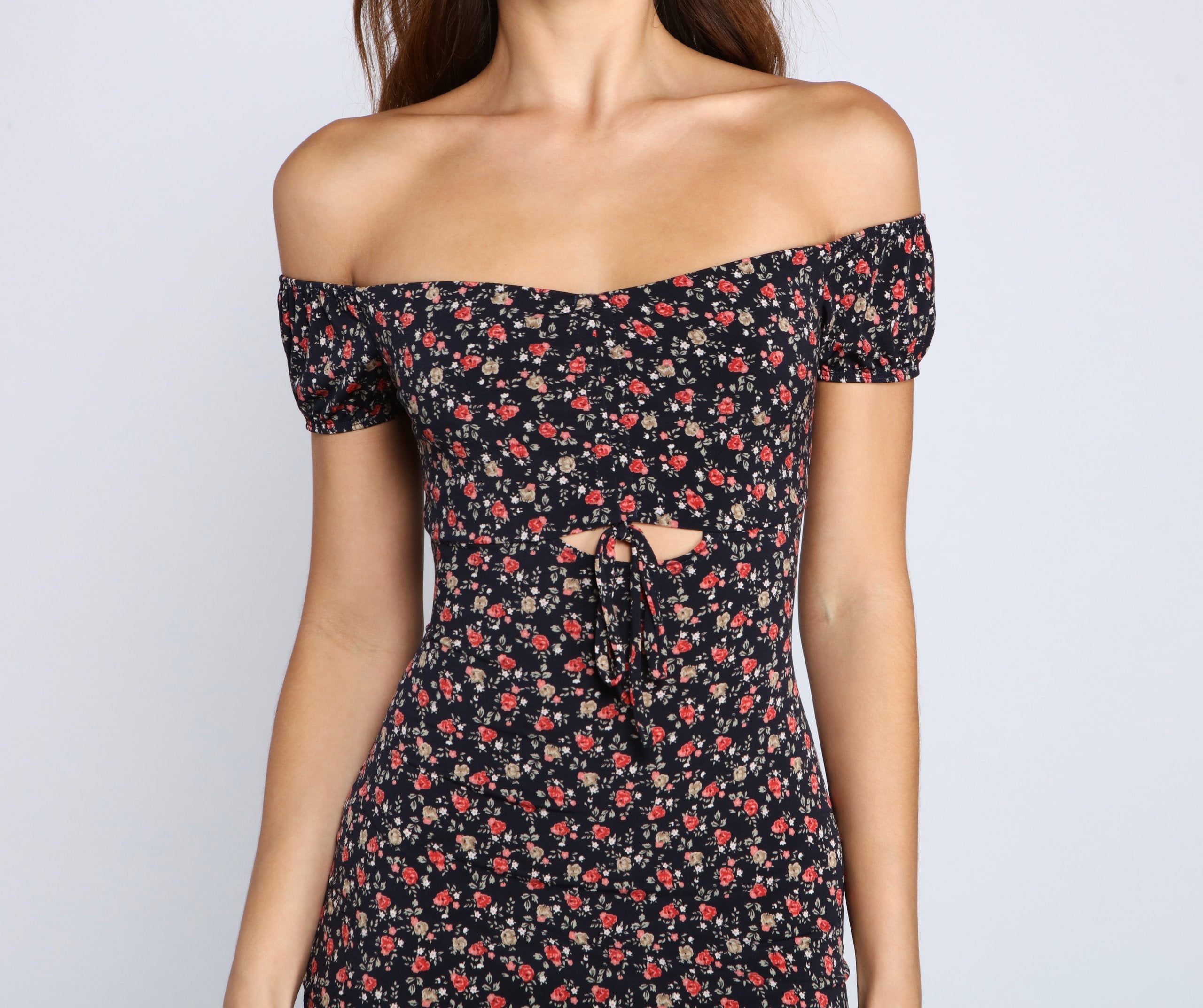 Floral Romance Ruched Mini Dress - Lady Occasions