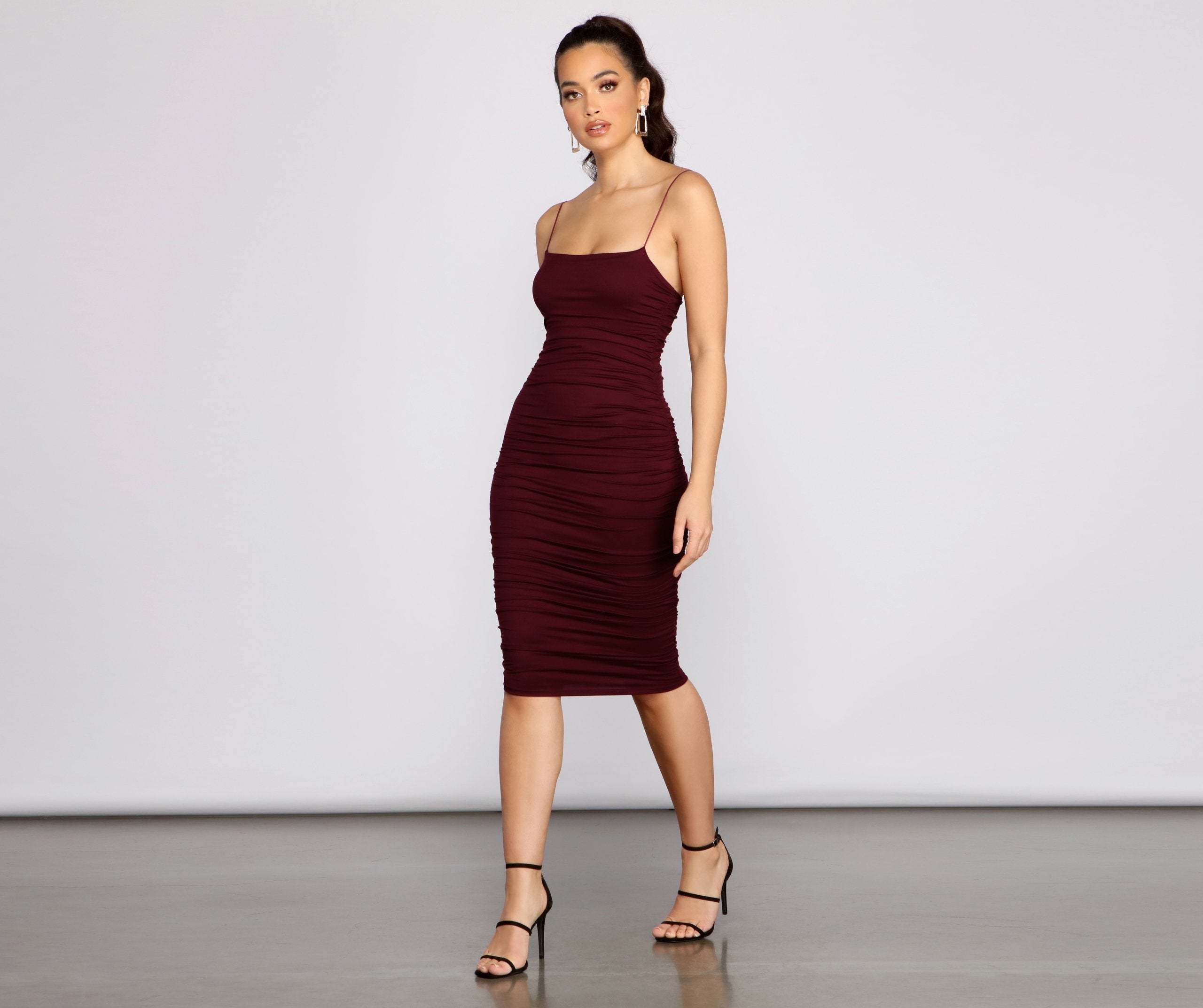 Heart Of Glam Ruched Midi Dress - Lady Occasions