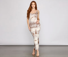 Fab And Retro Tie-Dye High Slit Maxi Dress - Lady Occasions