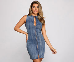 Bombshell Babe Denim Mini Dress - Lady Occasions