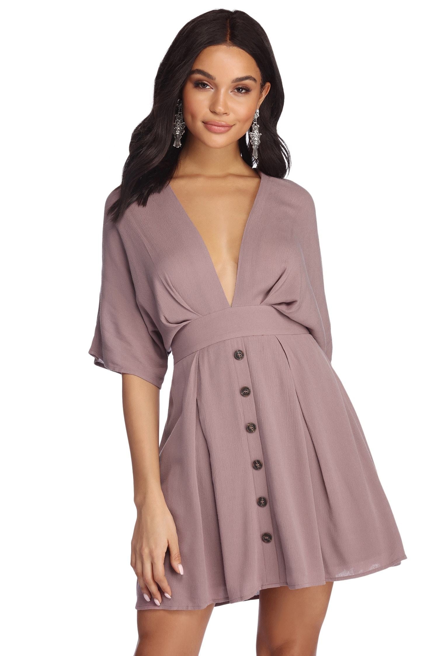 Beautifully Buttoned Skater Dress - Lady Occasions