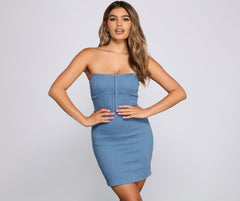 Hooked In Denim Mini Dress - Lady Occasions