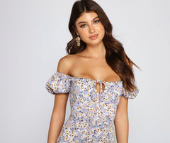 Fabulous Floral Puff Sleeve Mini Dress - Lady Occasions