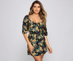 Floral Frenzy Off The Shoulder Skater Dress - Lady Occasions