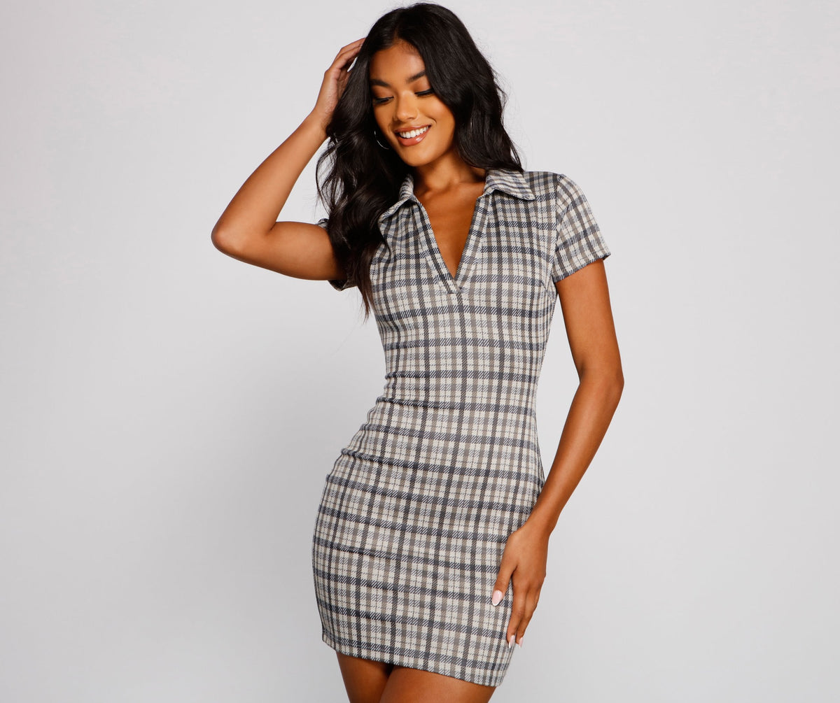 Preppy Trendsetter Plaid Mini Dress - Lady Occasions