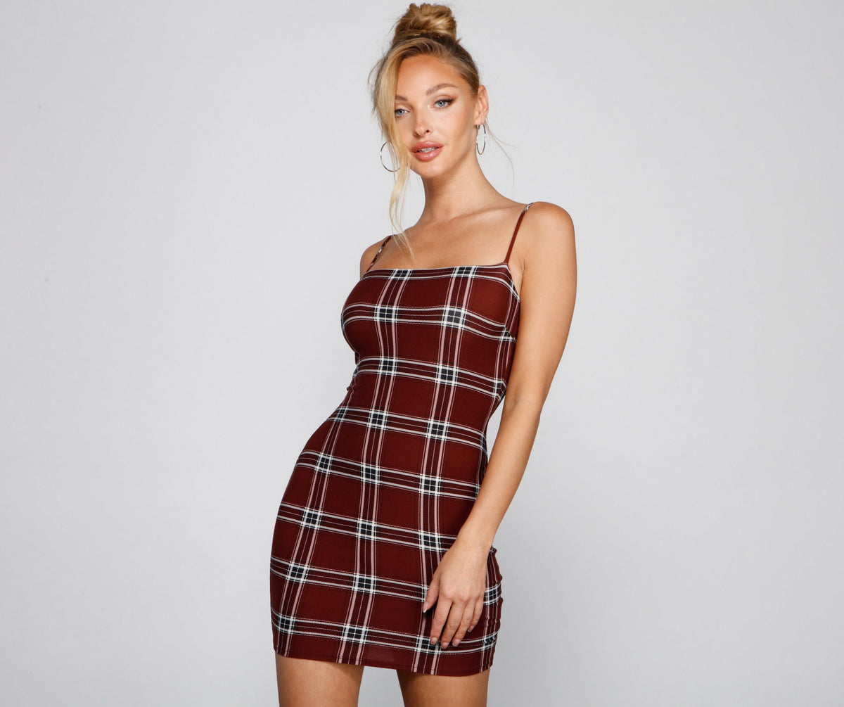 Pretty In Plaid Mini Dress - Lady Occasions