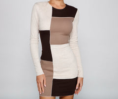 Keeping Up With Knit Colorblock Mini Dress - Lady Occasions