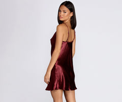 Cowl Neck Satin Mini Dress - Lady Occasions