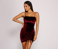 Velvet Stunner Ruched Mini Dress - Lady Occasions