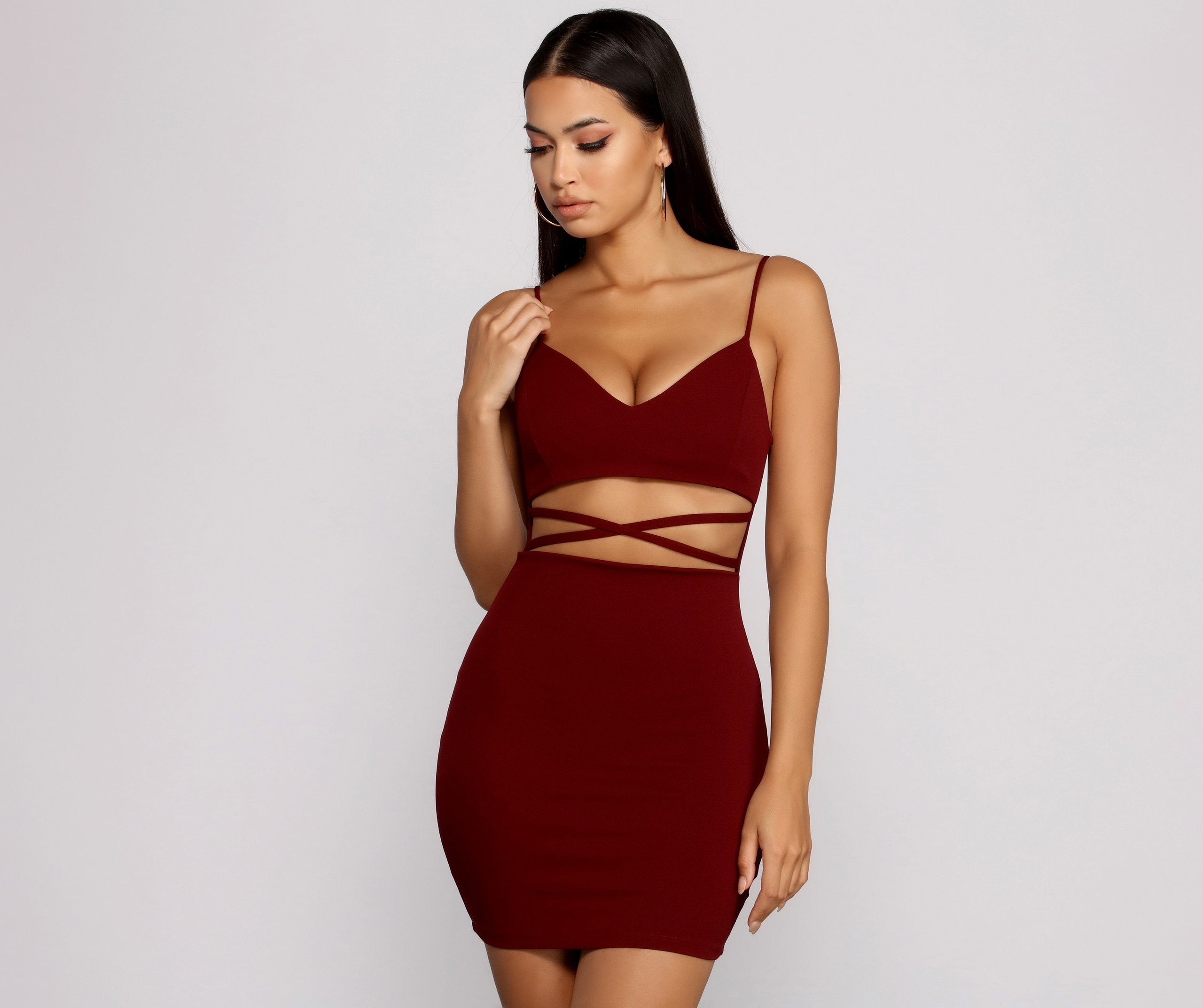 Go All Out Waist Cut Out Crepe Mini Dress - Lady Occasions