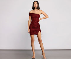 First Impression One Shoulder Glitter Mini Dress - Lady Occasions