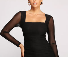 Mesmerize In Mesh Ruched Mini Dress - Lady Occasions