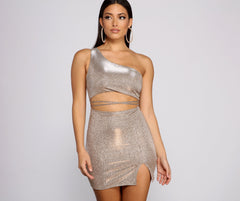 Glitter Goddess One Shoulder Mini Dress - Lady Occasions