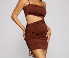 Hard To Get Ruched Cutout Mini Dress - Lady Occasions