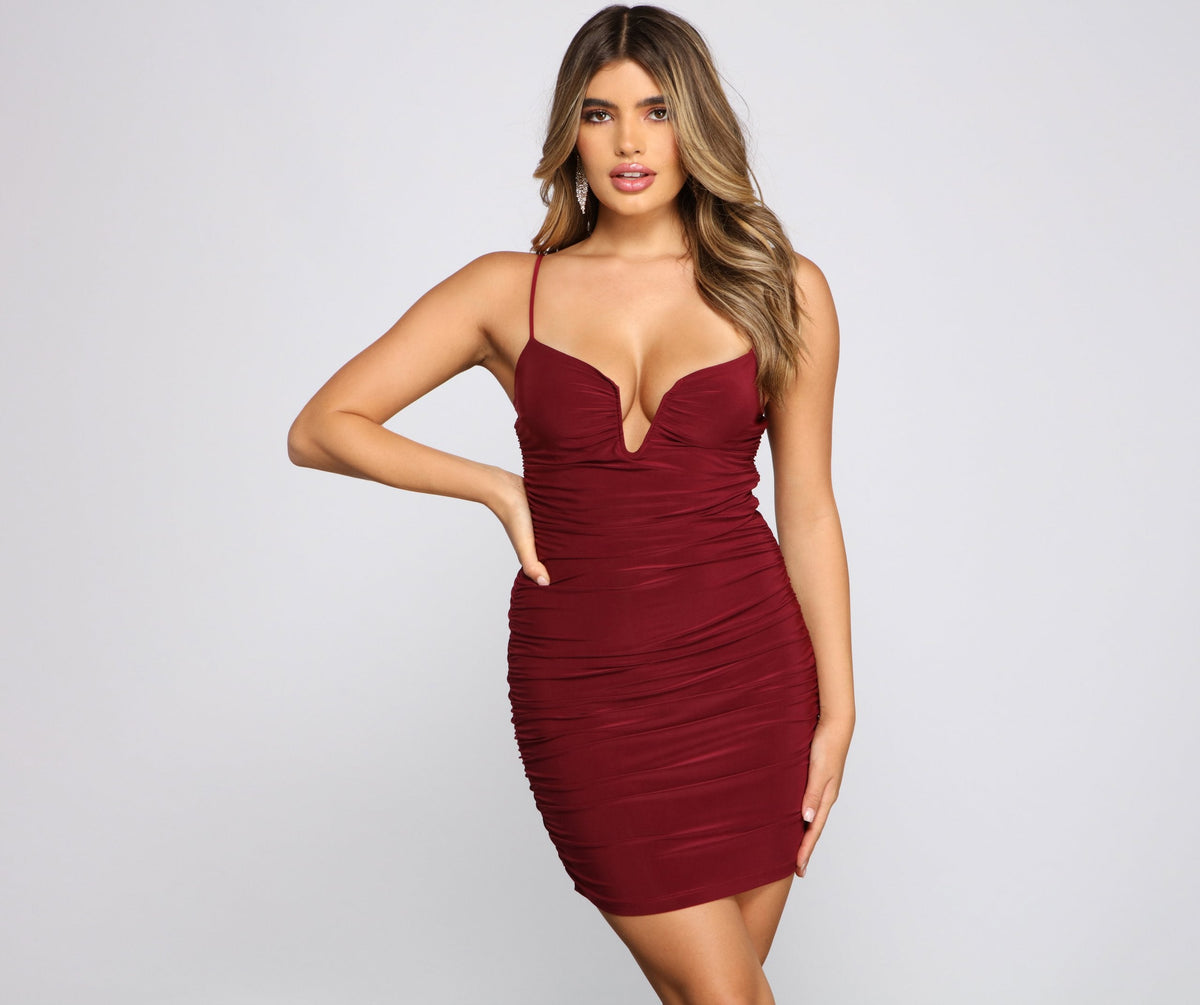 Hearts Racing Ruched Mini Dress - Lady Occasions