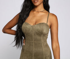 Elite Glam Faux Suede Mini Dress - Lady Occasions