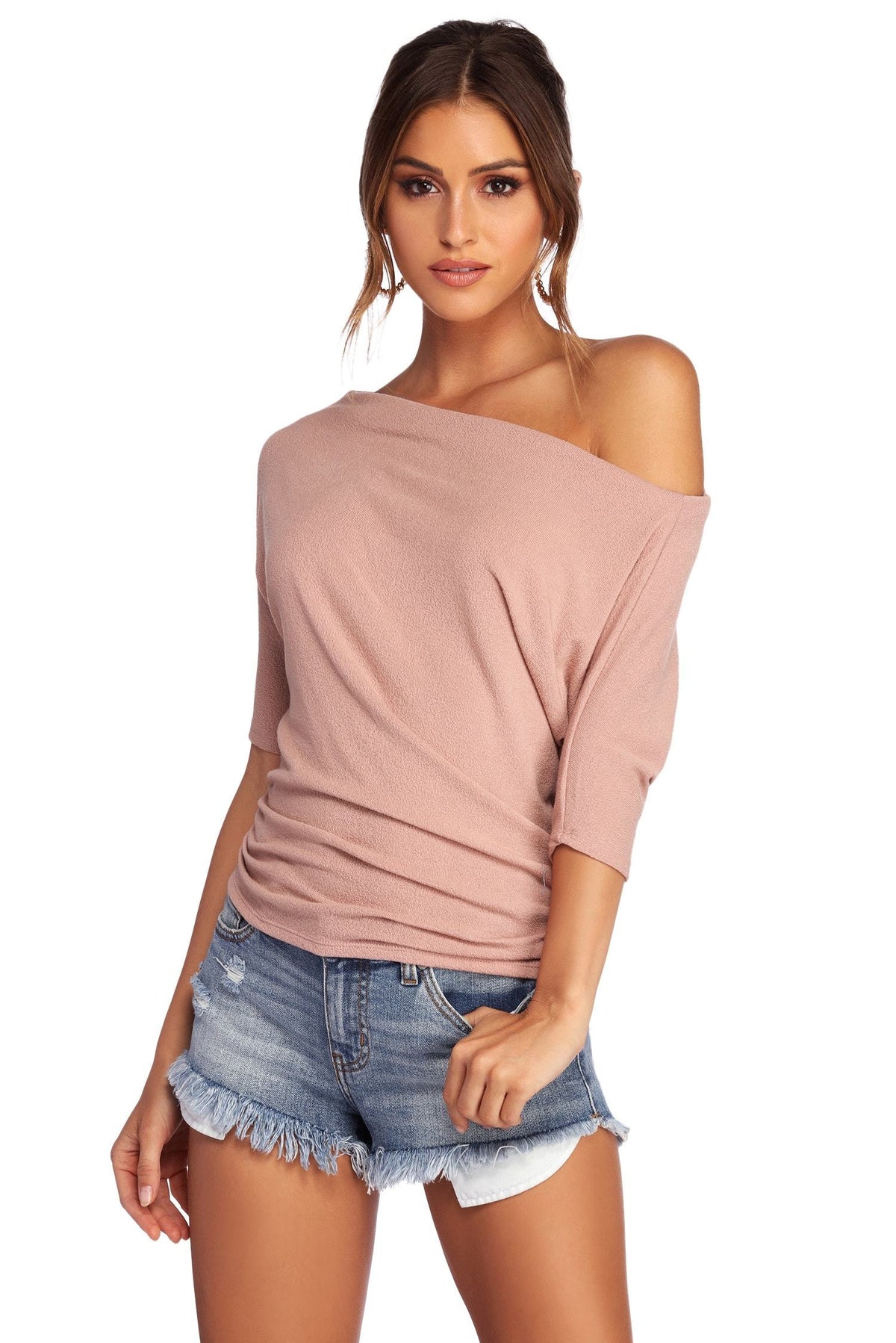 On Deck Ruched Knit Top - Lady Occasions