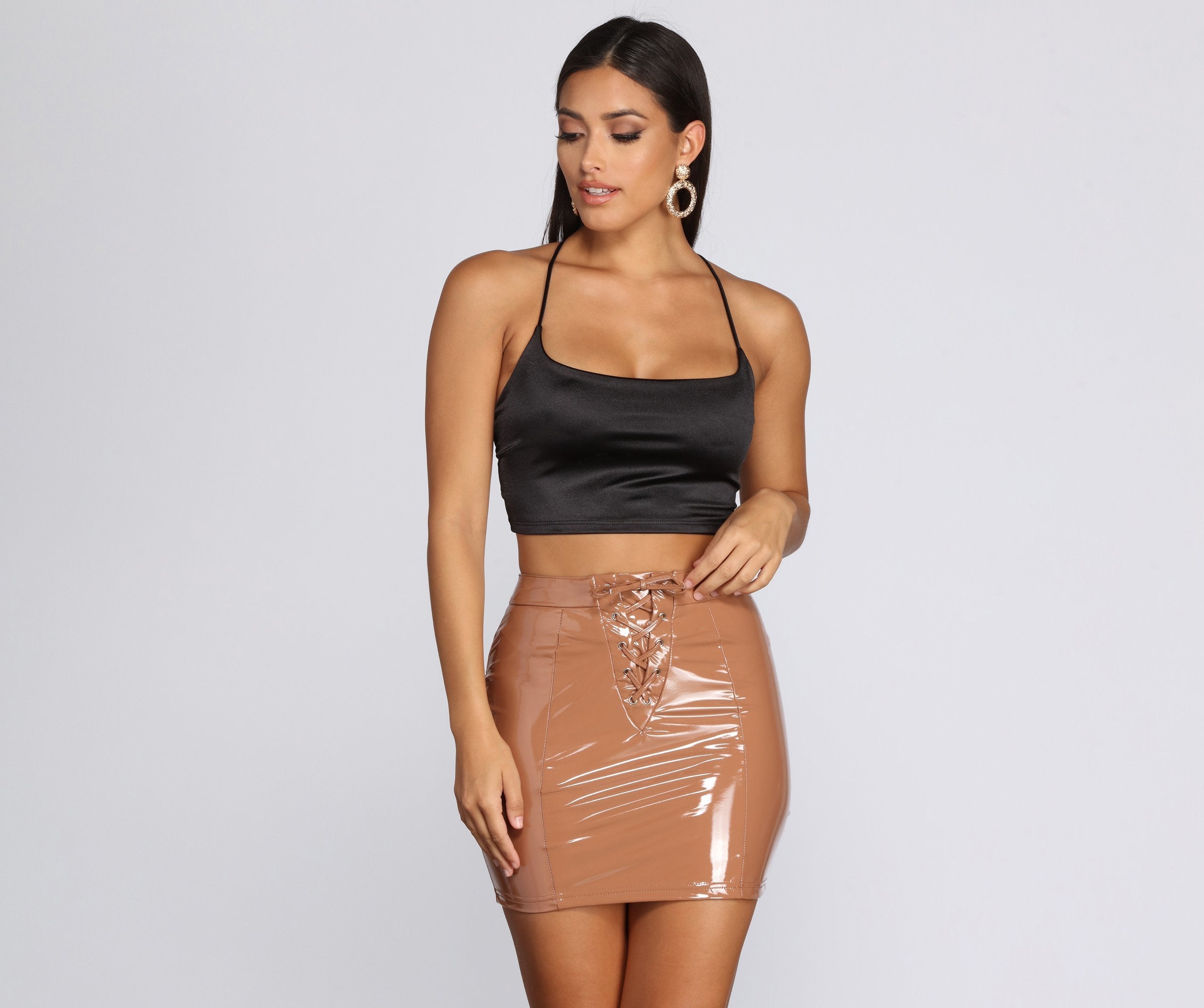 Strappy In Satin Crop Top - Lady Occasions