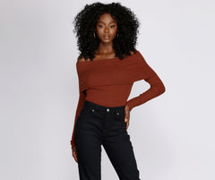 Off Shoulder Ribbed Sweater - Lady Occasions