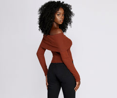 Off Shoulder Ribbed Sweater - Lady Occasions