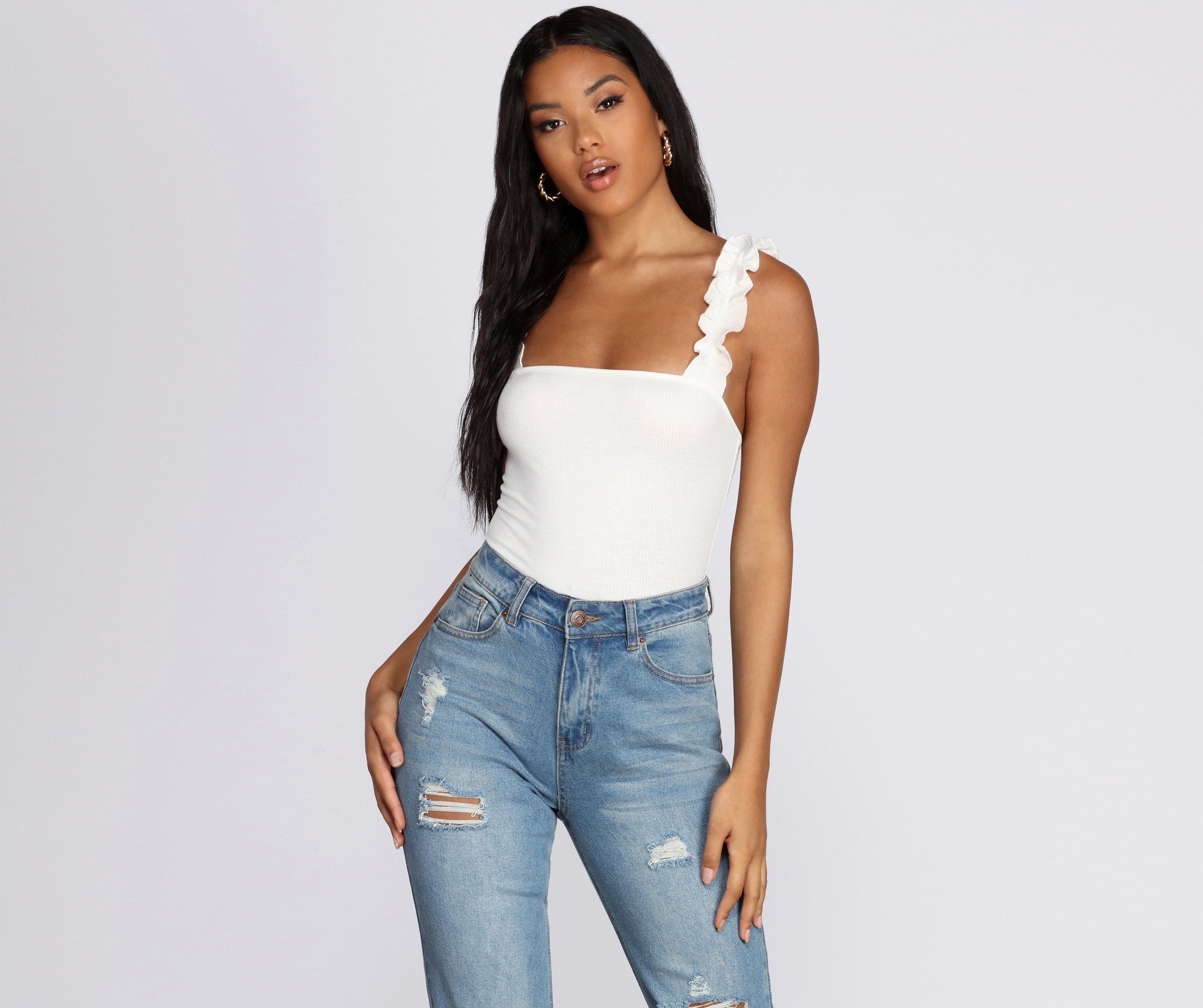 Ruffle Knit Up Bodysuit - Lady Occasions