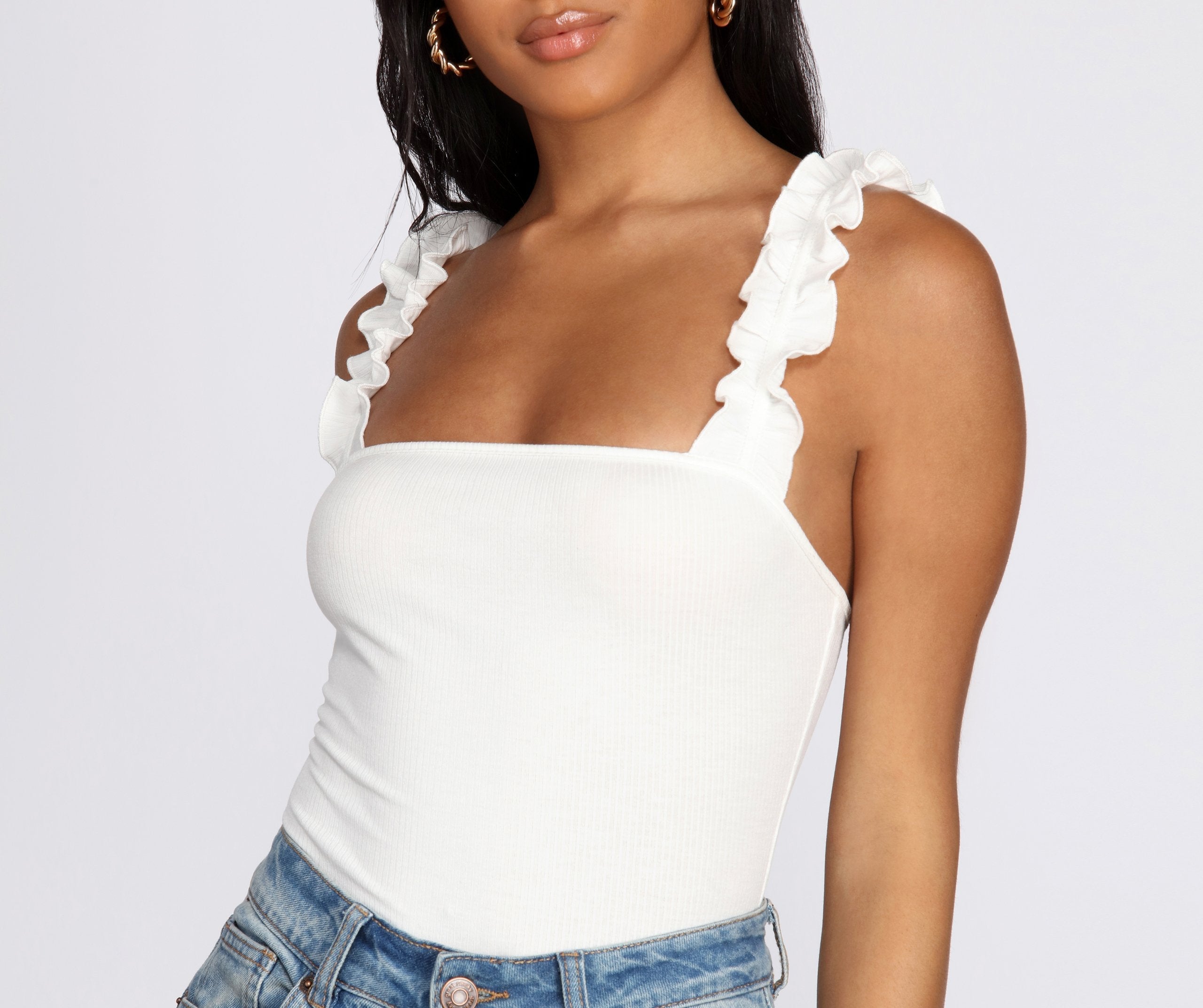 Ruffle Knit Up Bodysuit - Lady Occasions