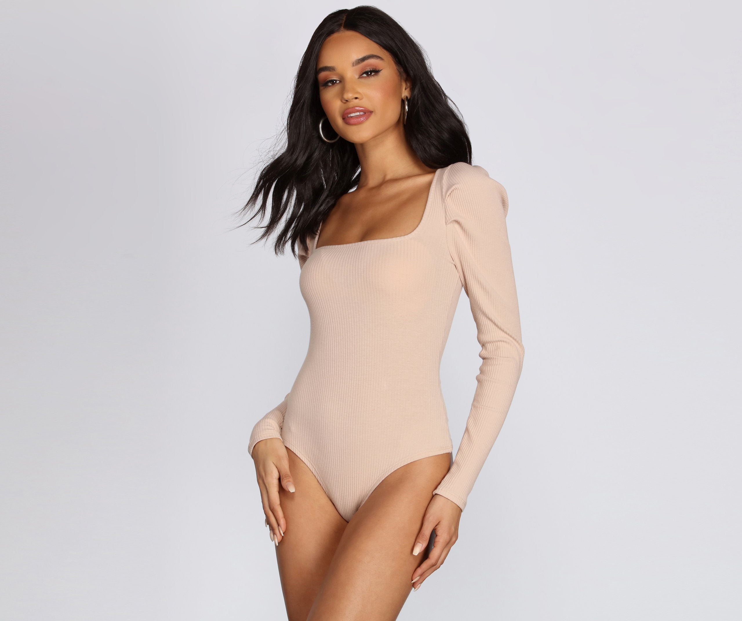 Pleated Puff Sleeve Bodysuit - Lady Occasions