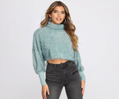 Cozy Cropped Fuzzy Sweater - Lady Occasions