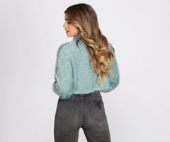 Cozy Cropped Fuzzy Sweater - Lady Occasions