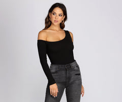 One Shoulder Knit Bodysuit - Lady Occasions