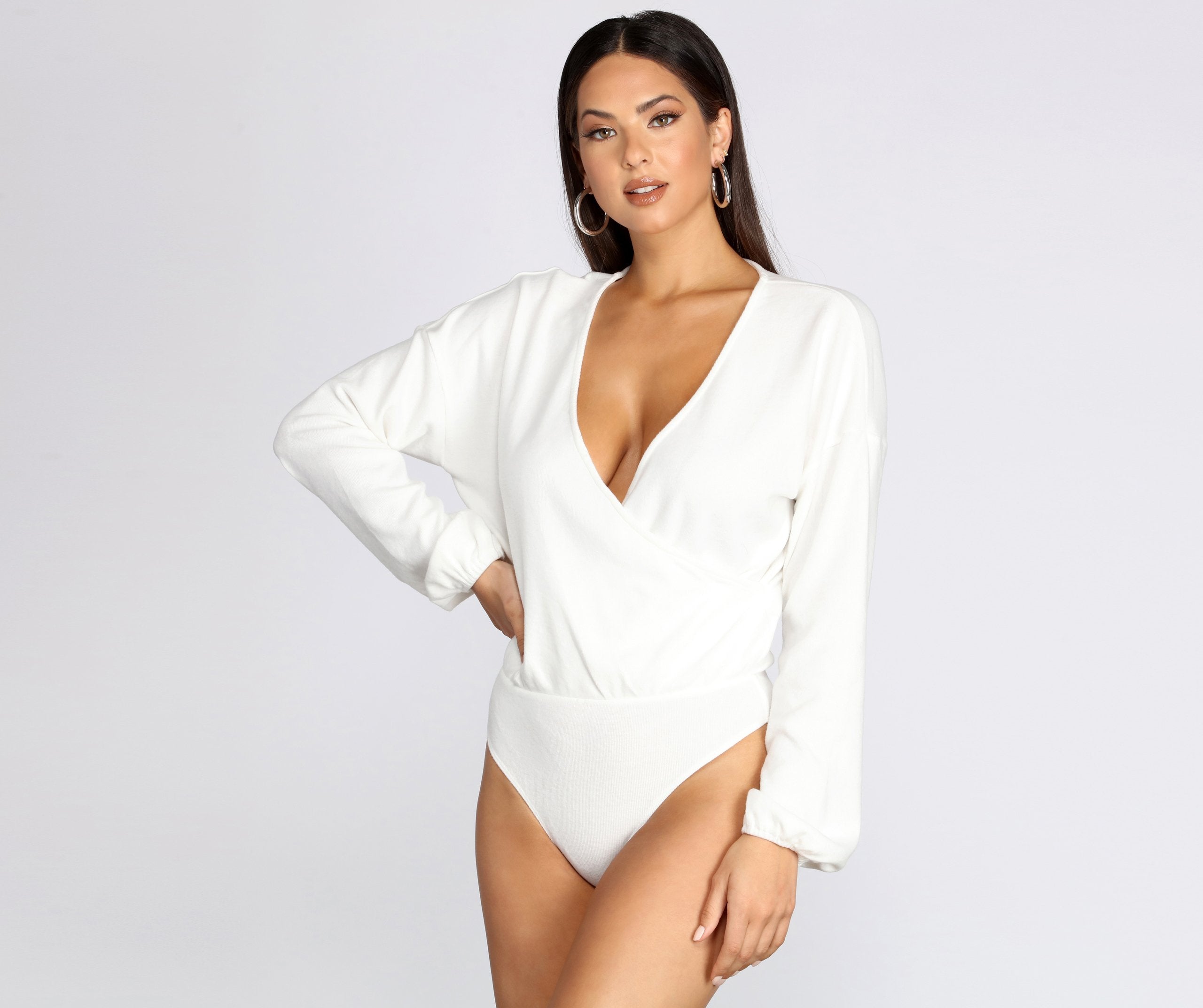 Loving Knit Wrap Front Bodysuit - Lady Occasions