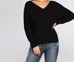 Keep Knit Casual V Neck Top - Lady Occasions