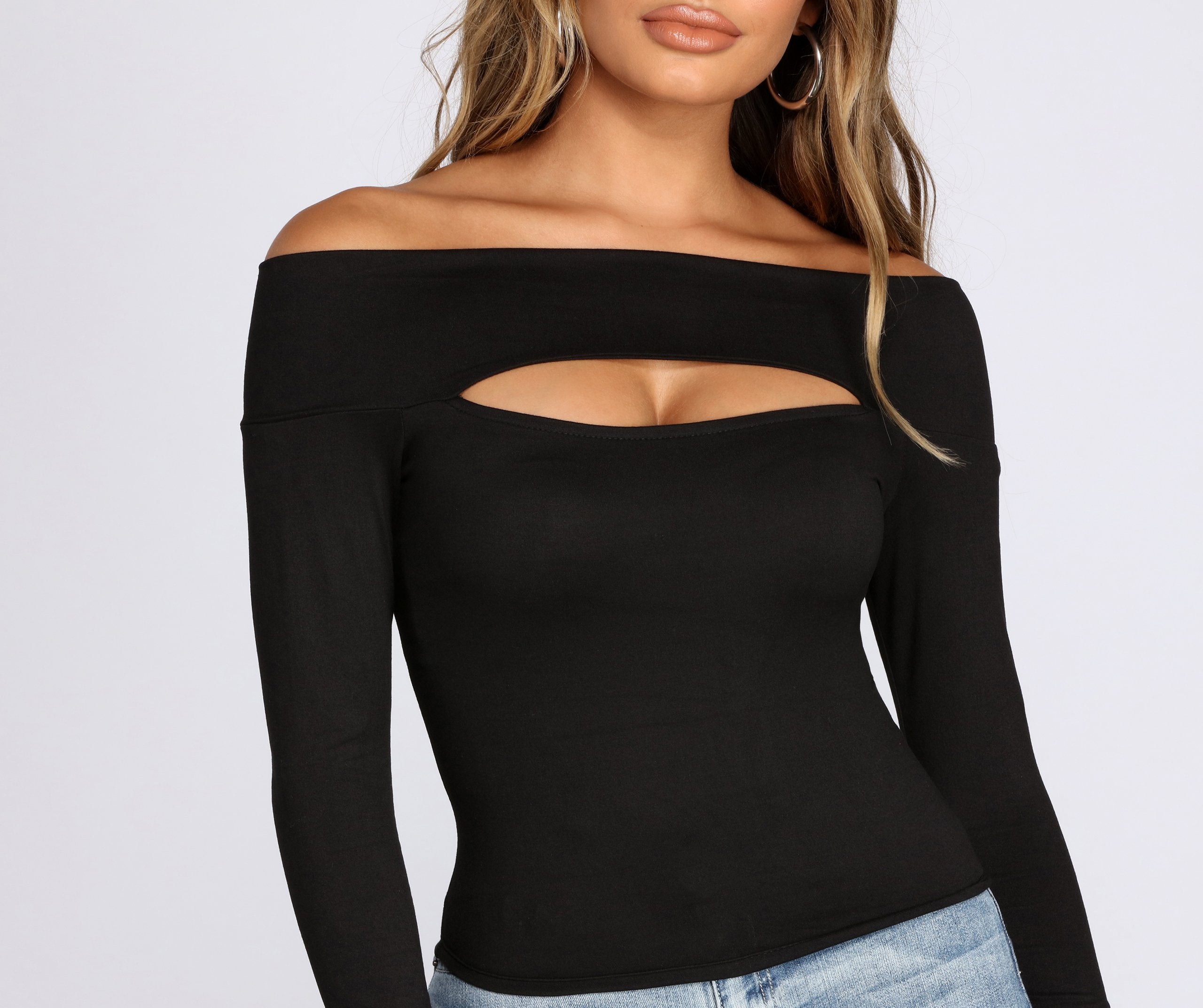 Off The Shoulder Keyhole Cut out Top - Lady Occasions