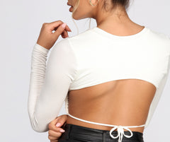Open Back Ruched Crop Top - Lady Occasions