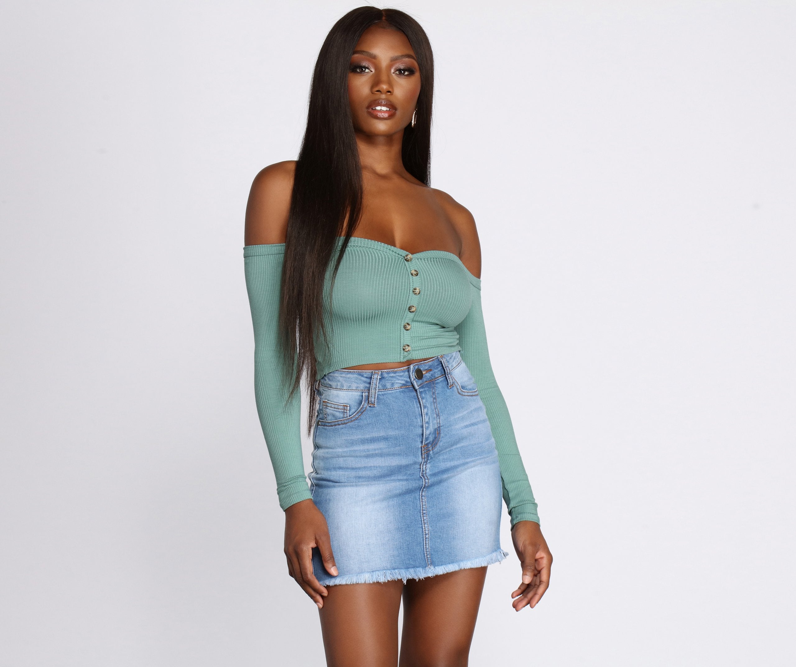 Off The Shoulder Ribbed Top - Lady Occasions