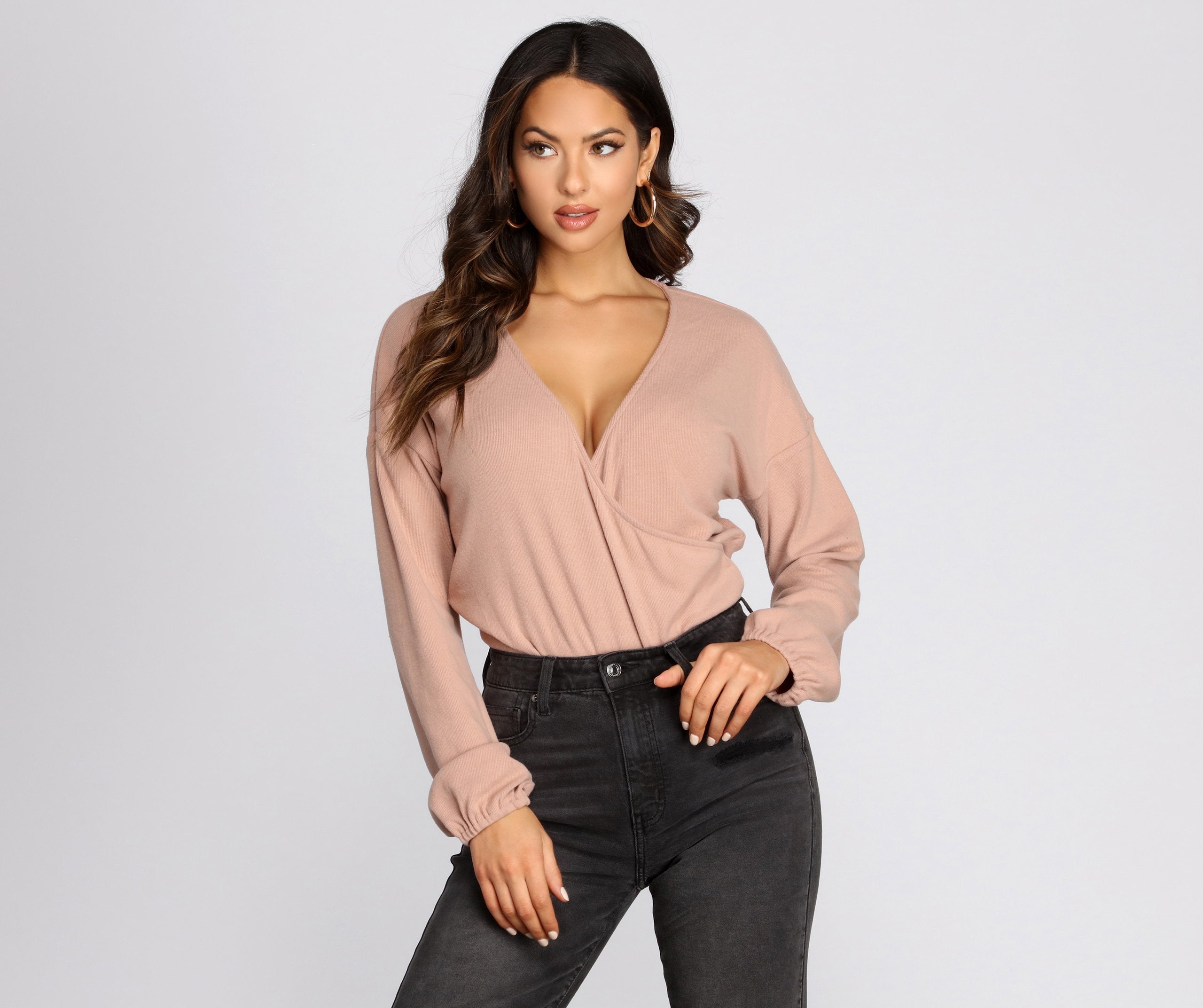 Loving Knit Wrap Front Bodysuit - Lady Occasions