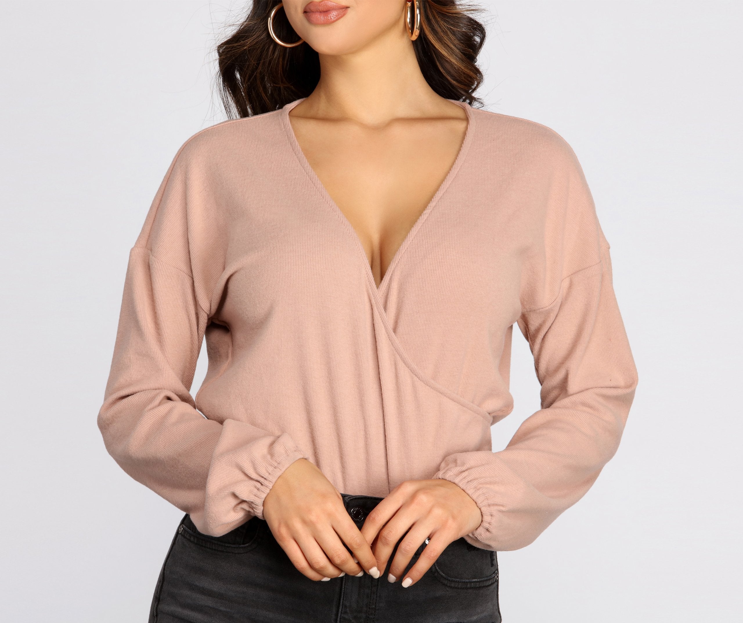 Loving Knit Wrap Front Bodysuit - Lady Occasions