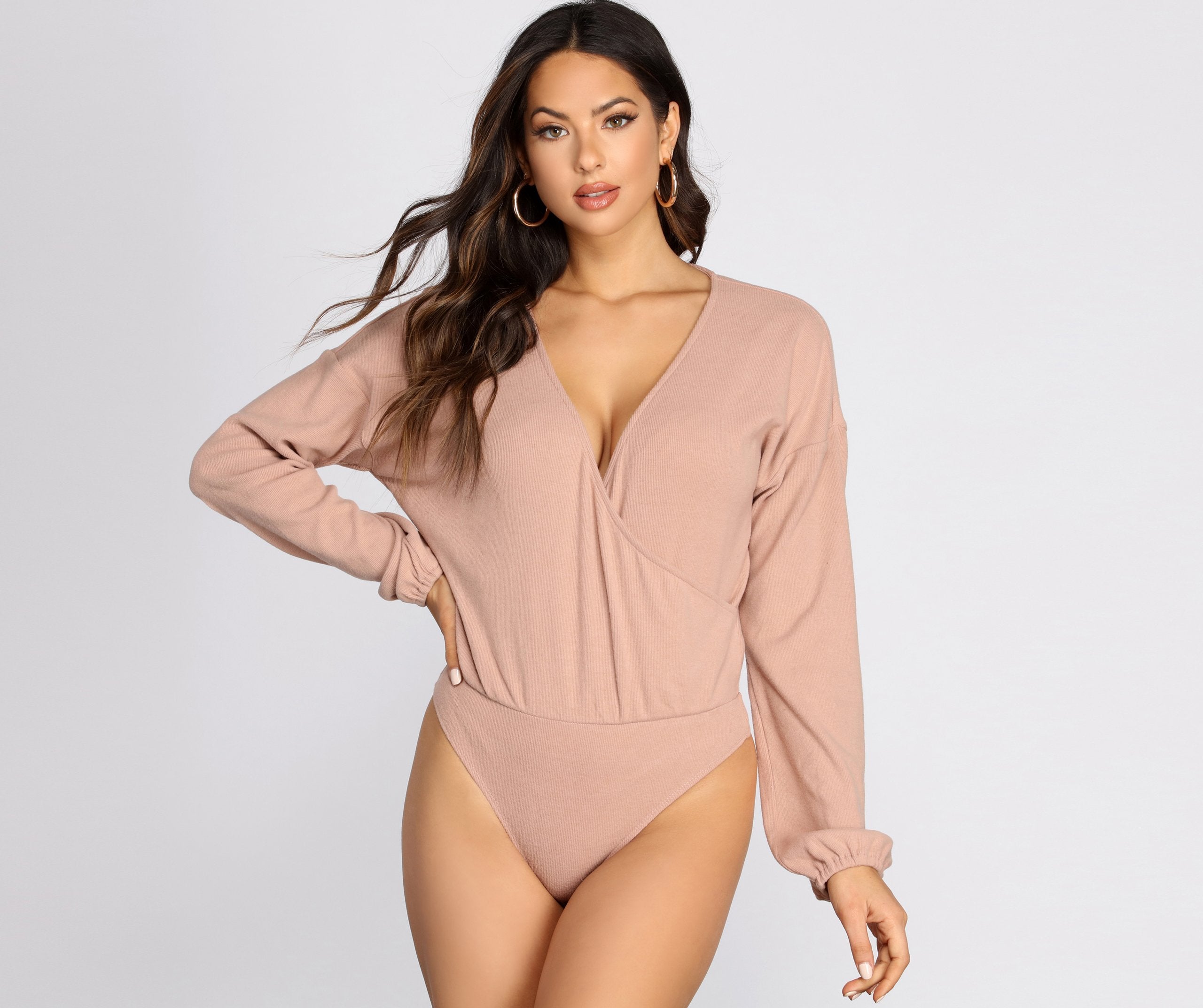 Loving Knit Wrap Front Bodysuit - Lady Occasions