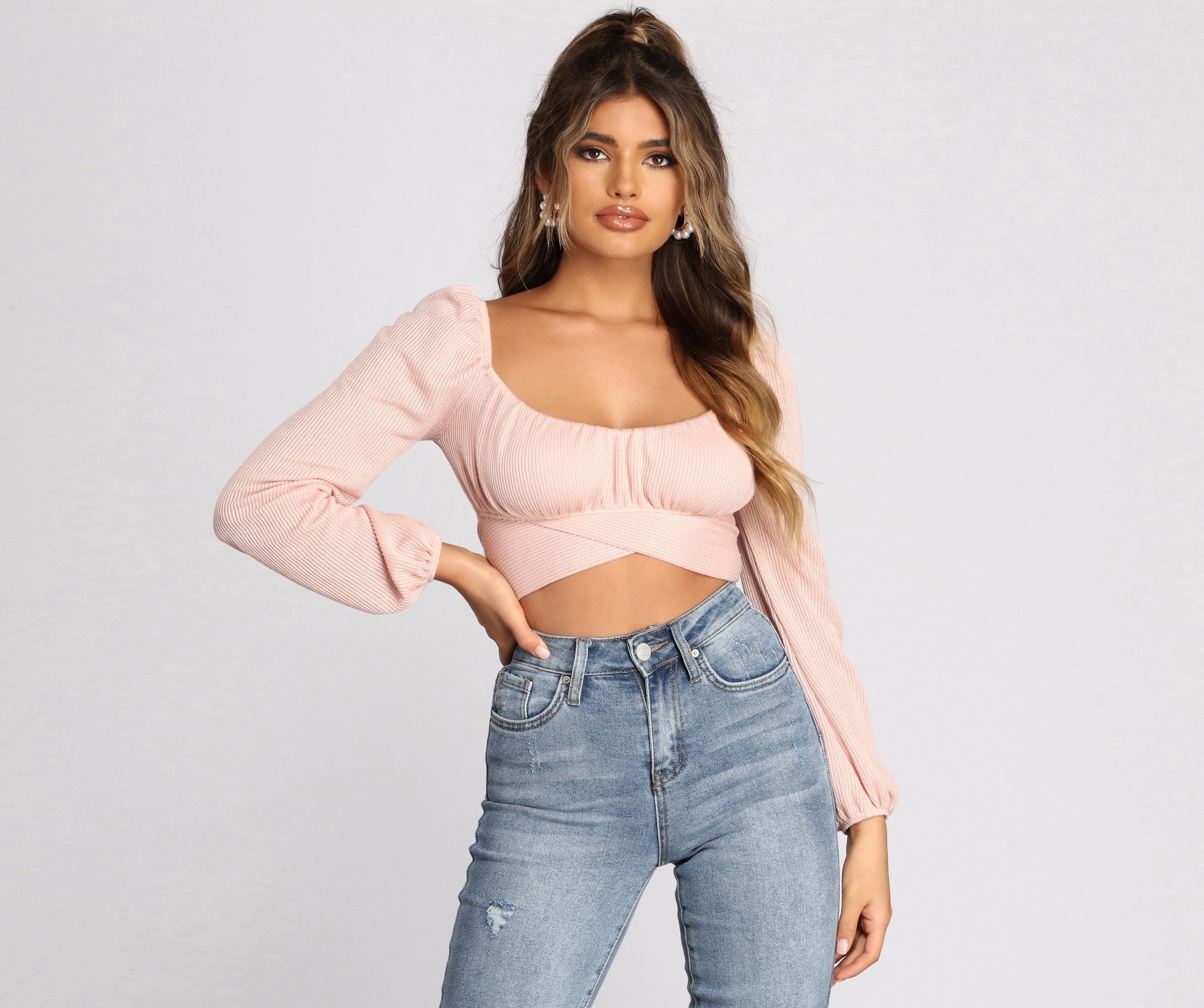 Tied Up Cropped Knit Top - Lady Occasions