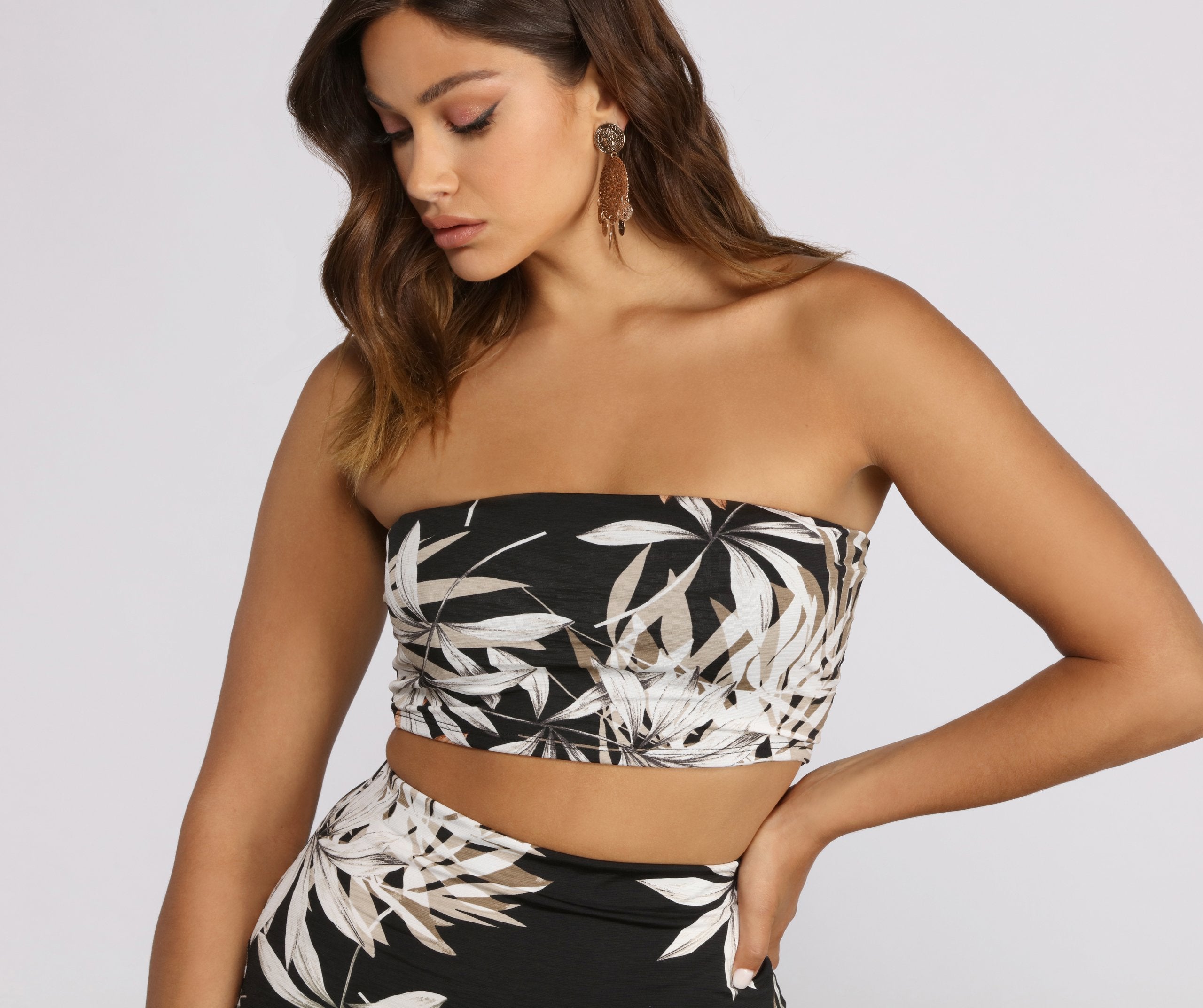 Tropical Palm Leaf Tube Top - Lady Occasions
