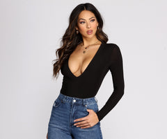 Plunge V Neck Bodysuit - Lady Occasions