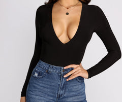 Plunge V Neck Bodysuit - Lady Occasions