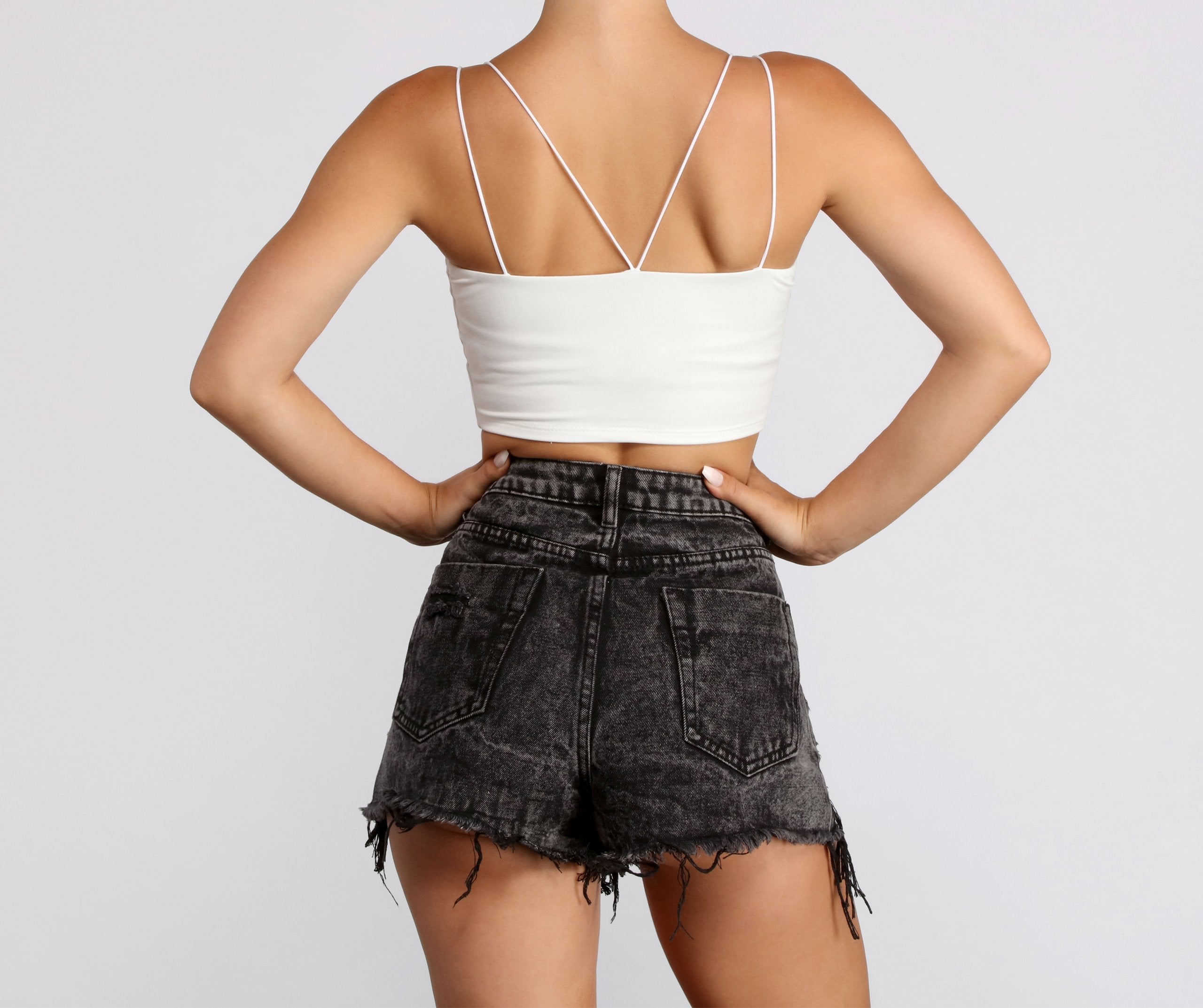 Double Strap Basic Crop Top - Lady Occasions