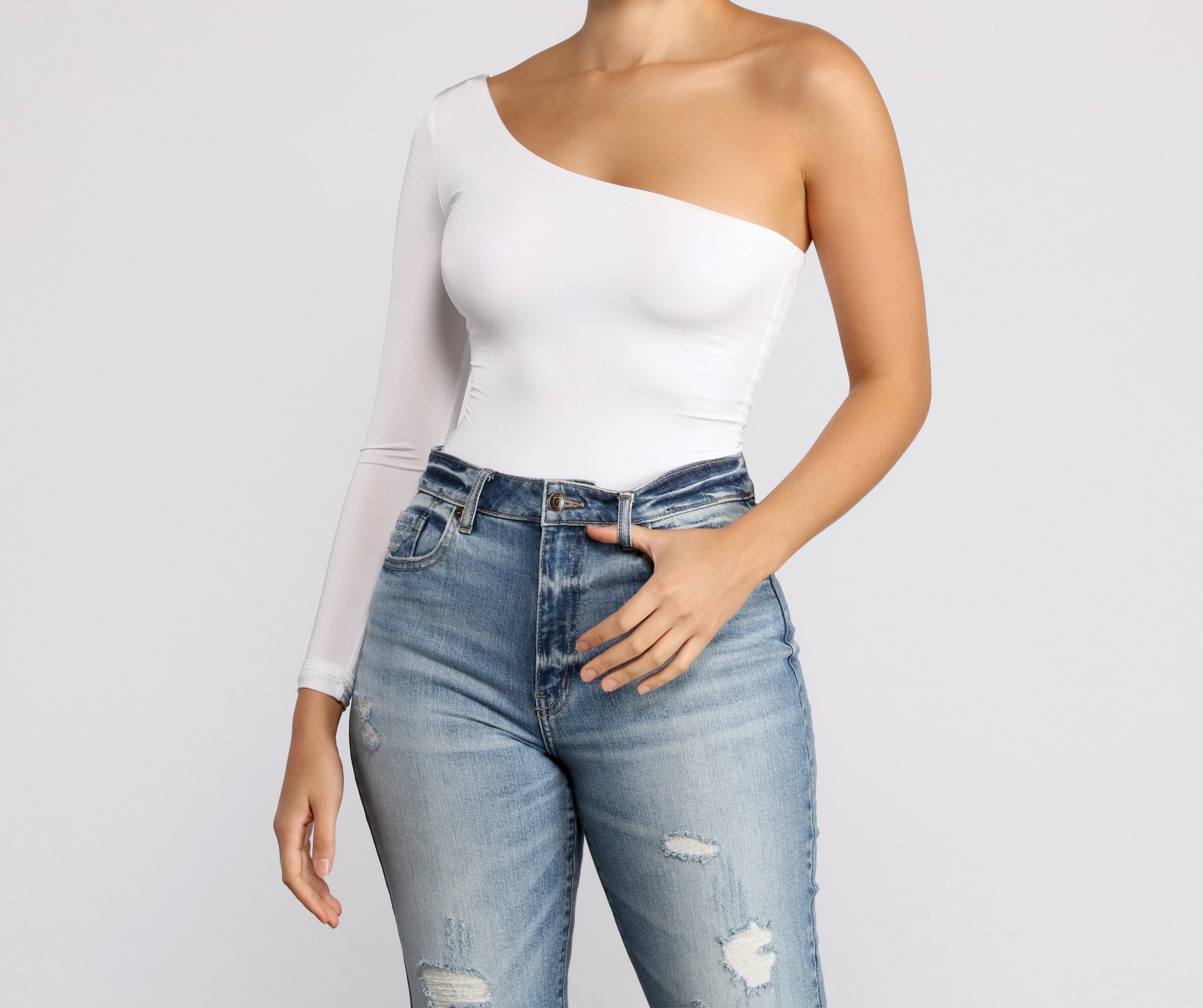 Chic Vibes One Shoulder Bodysuit - Lady Occasions